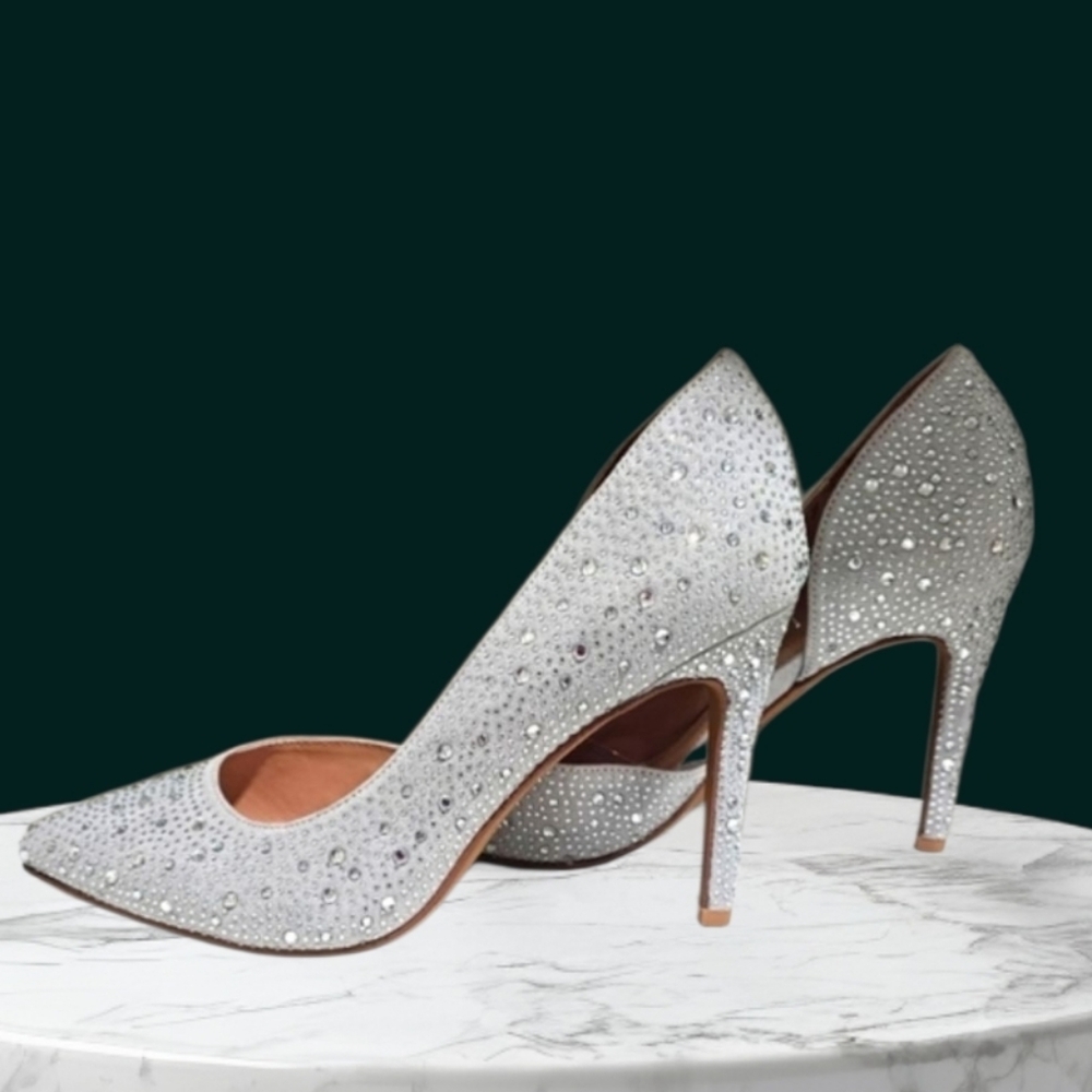 Bcbgeneration Hanady Silver Glitter Rhinestone Po… - image 1